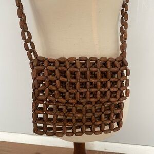 Wooden Beaded Crossbody Bag